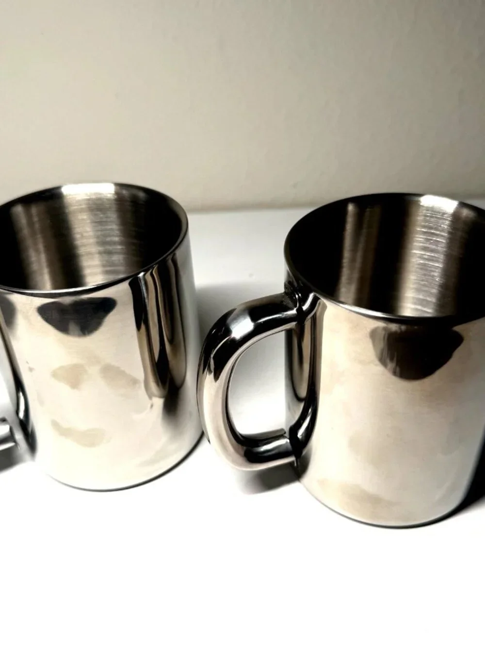 BergHOFF Stainless Steel Coffee Mugs Set of 2 Double Wall 12 oz Travel Cups